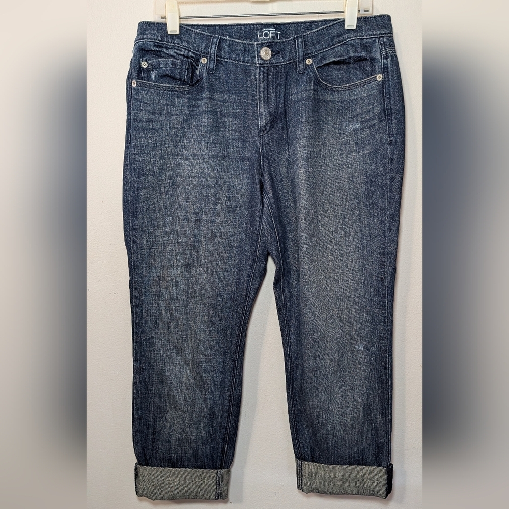LOFT Boyfriend Jeans 100% Cotton Lightly Distressed Women's Size 6